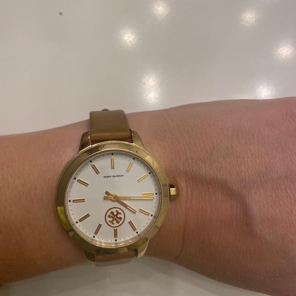 Tory Burch light brown leather watch